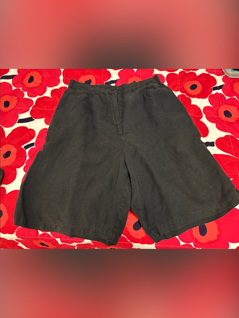 Eileen Fisher Women's Black LinenRelaxed Bermuda Shorts